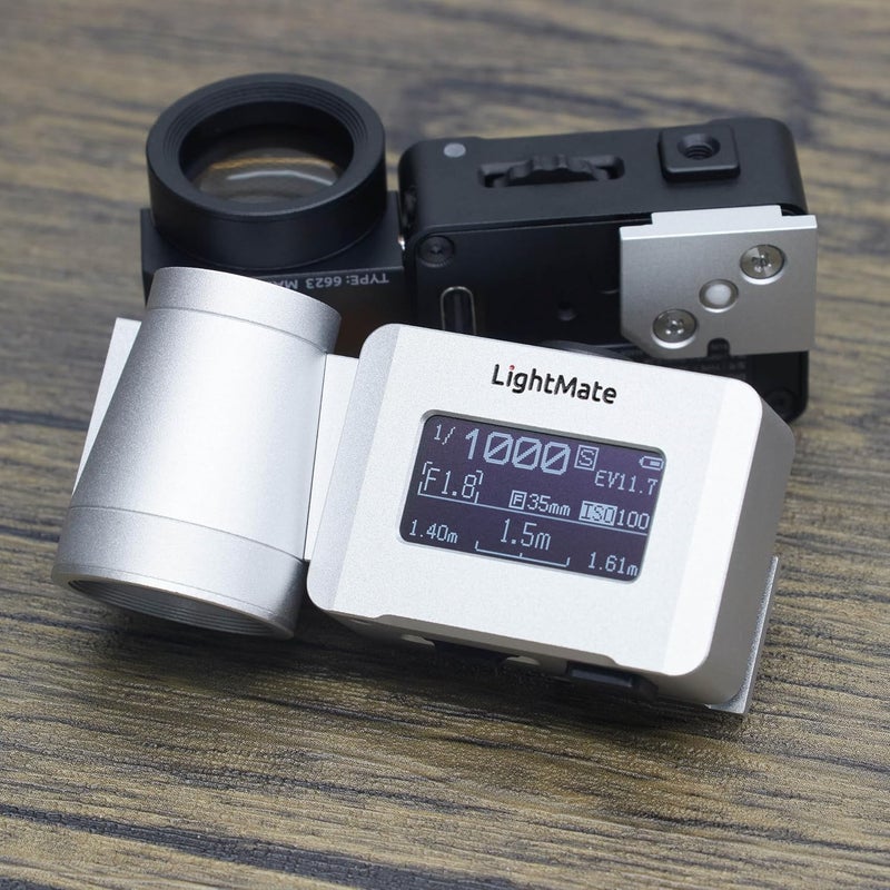 LightNova Store LightMate Area 2S Light Meter Photography & OV-X1 17° Retro Viewfinder, 0.96" Large OLED Screen, Ultra-Compact, Rechargeable Battery, for Leica & Other Film Cameras, Sliver - Image 2